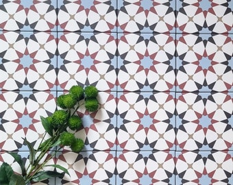 Full Tile Sample: Agraba Atlas Mini 15 x 15cm Moroccan Patterned Porcelain Wall & Floor Tiles