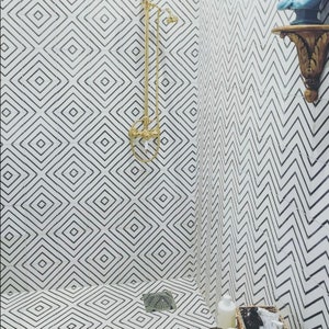 Alhambra Zig Zag White Moroccan Patterned Wall & Floor Tile Sample