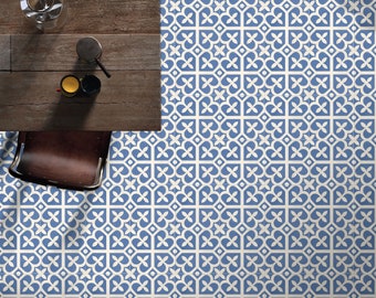 Full Tile Sample: Iris Blue Victorian Moroccan Patterned Wall & Floor Tiles