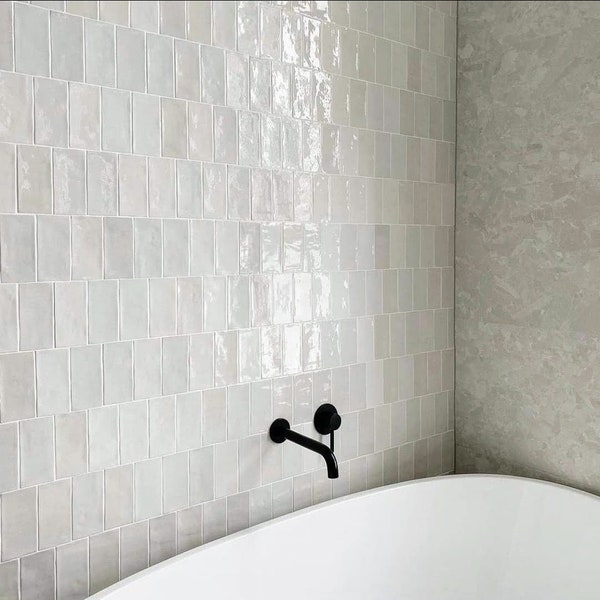 FULL TILE SAMPLE: Zellij Square Oyster Moroccan Wall Tiles 10 x 10cm