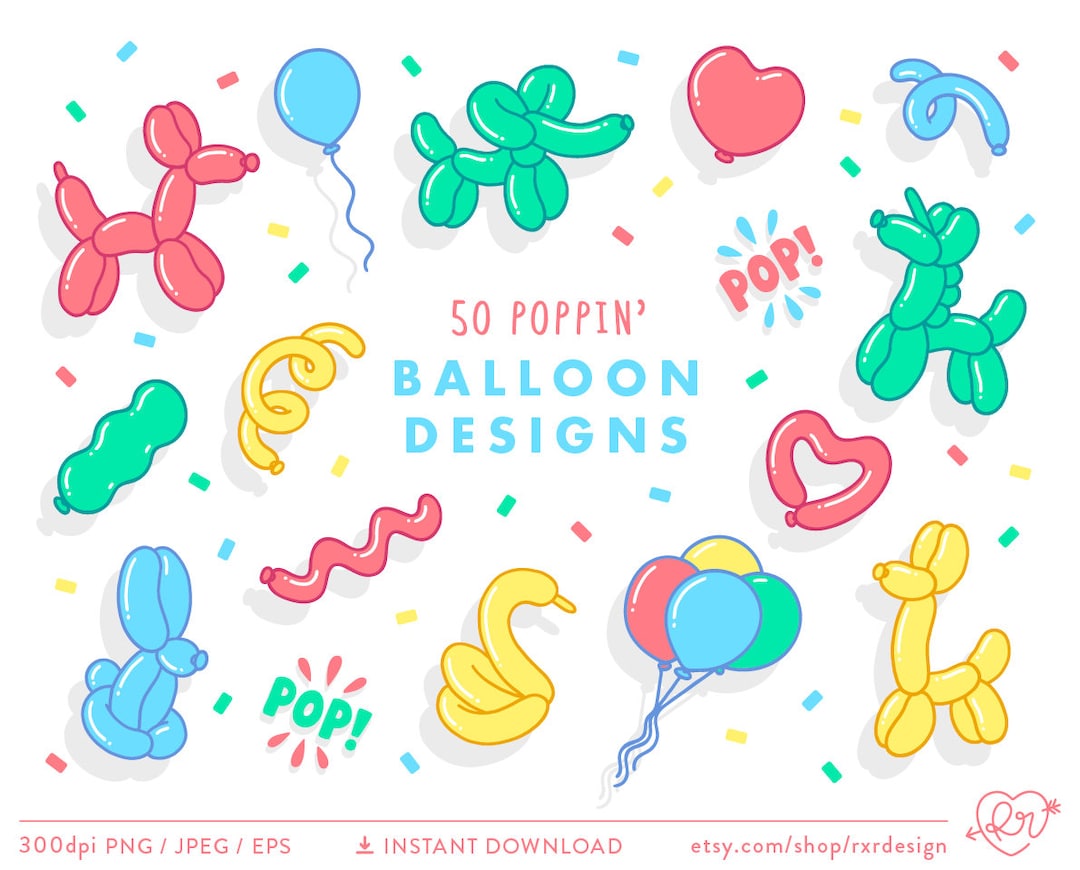 Balloon Animal Clip Art, Balloon Writing, Balloon Numbers, Party ...