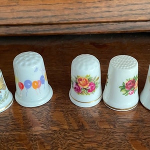 Five Collectible Thimbles - Old Country Roses plus...