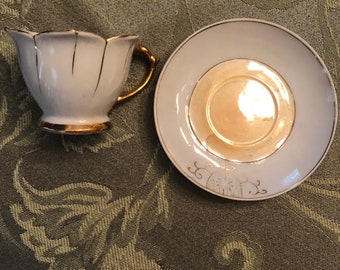 Japanese Demitasse Cup and Saucer, Gold-tone Detail
