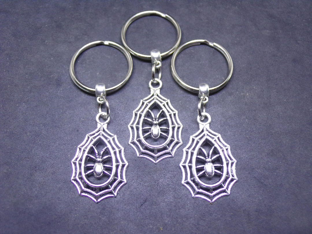 Set of 3 X Gothic Spider Web Keyrings Bag Charms for Boys Girls Him Her ...