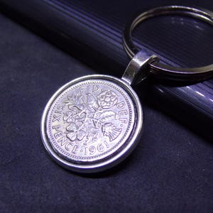 65th Birthday Gifts 1961 Lucky Sixpence Coin Keyring Keychain Bag Charm