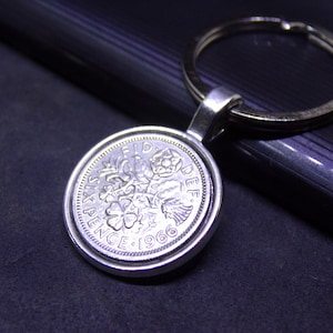 60th Birthday Gifts 1966 Lucky Sixpence Coin Keyring Keychain Bag Charm