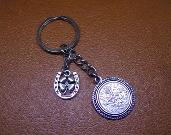 Lucky Sixpence Coin Keyrings & Horseshoe Charm Gifts Presents 1953 To 1967 Choose Date S2