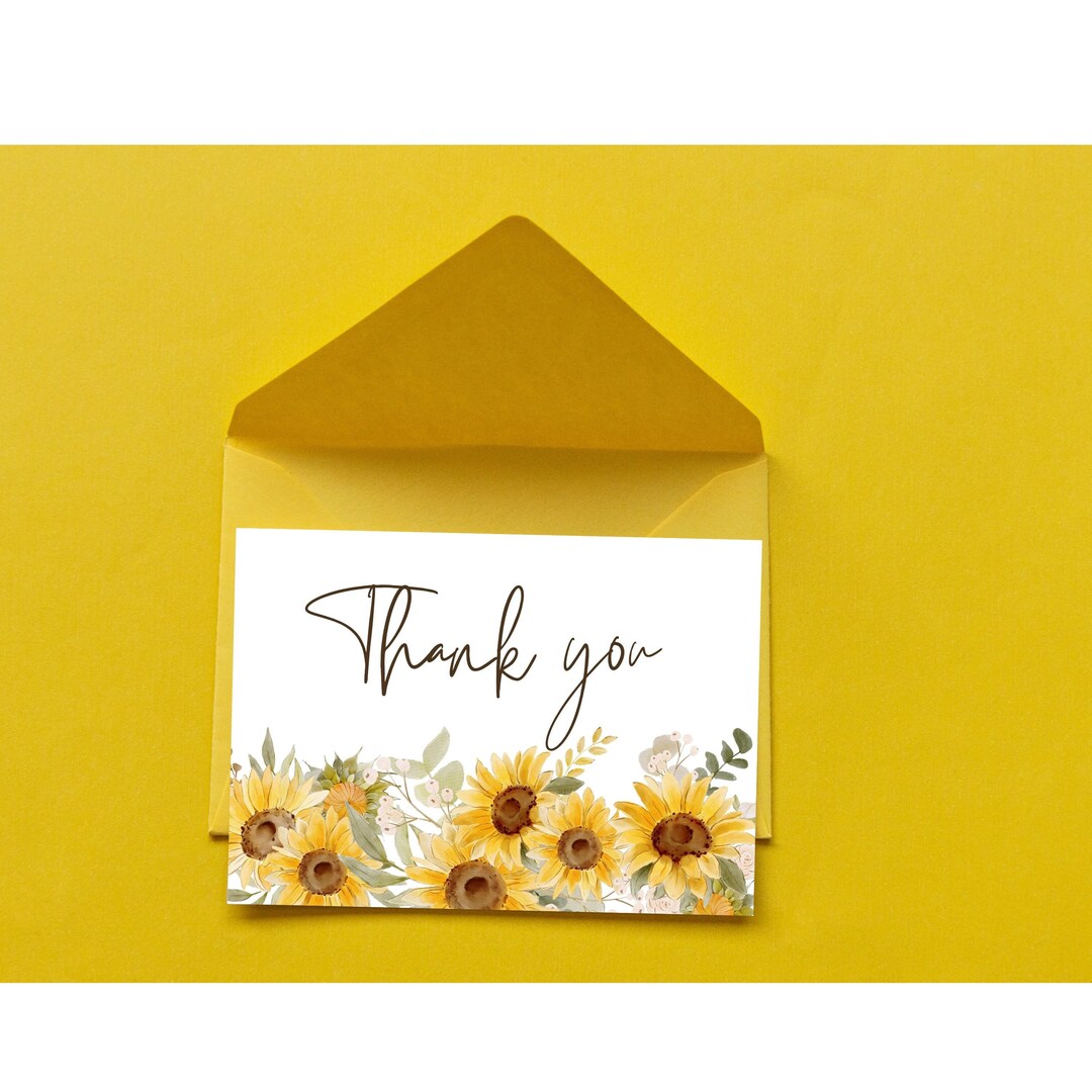 Printable Thank You Card Digital Thank You Card Sunflower Thank You ...