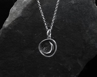 Moon necklace, Sterling Silver necklace, Moon pendant, Half-moon pendant, Minimalist necklace, Witch talisman, Practical magic