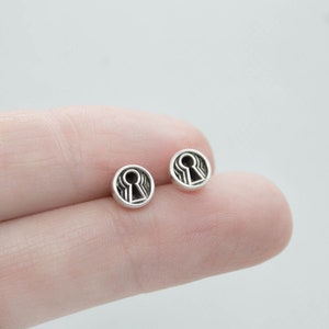 Handmade Sterling Silver Lock Stud Earrings: Minimalist Jewelry