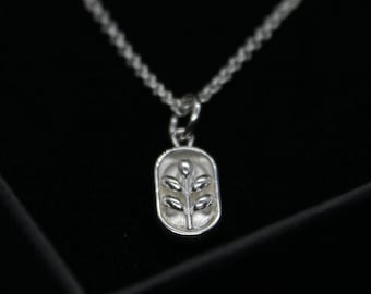 Collar de hojas, collar de plantas, Magia Práctica, collar de plata, collar de flora, collar Boho, collar minimalista, joyería Wicca, 925