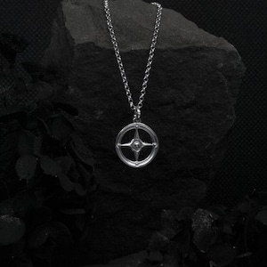 Compass North Star Pendant, Silver Necklace-Compass, Necklace-Travelling, Necklace-North Star-South-Polar, Witch pendant, Traveler necklace