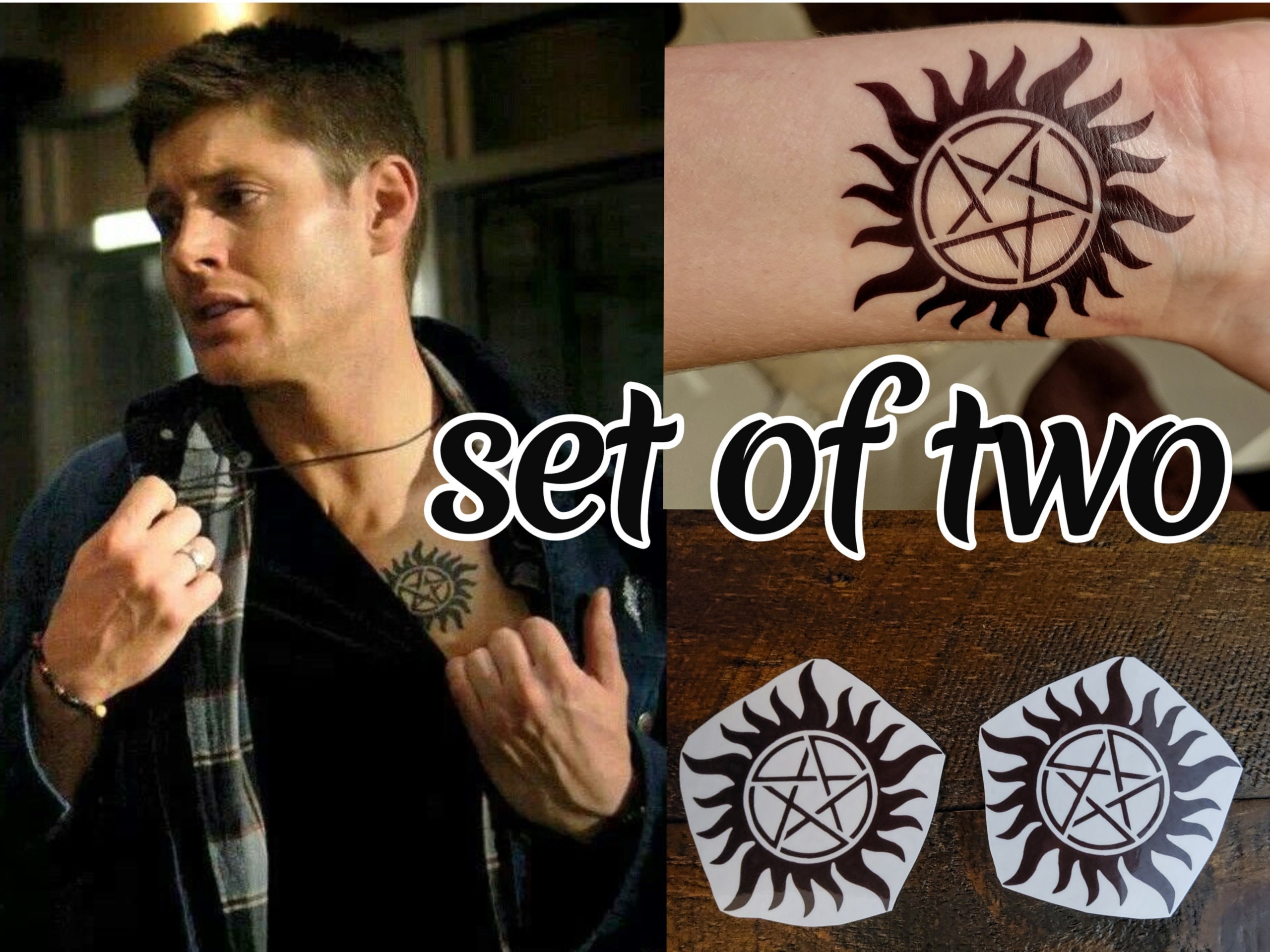 Dean Winchester Crowley Tattoo Sam Winchester Phantom Traveler pentagram  leaf fashion logo png  PNGWing