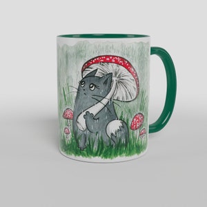 Mug Eida With A Toadstool Rain Fat Cats Mug Cup Ceramic Funny espresso latte best for morning coffee perfect idea for gift to all cat lovers