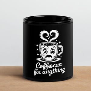 Amazing Coffee quote Premium Black Glossy Mug