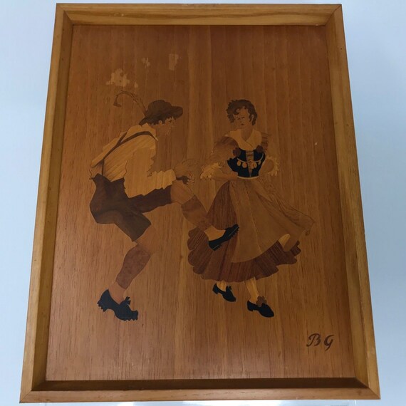 Bg Buchschmid Gretaux Tanzen Paar Intarsien Holz Inlay Wand Etsy