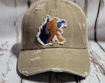 Sasquash West Virginia Bigfoot Baseball Cap Ponytail Hat Trucker Hat Embroidered, Khaki