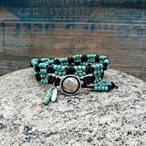 Beaded Leather Wrap Bracelets for Women Seed Bead Leather Wrap Boho Jewelry Womens Mens Leather Jewelry