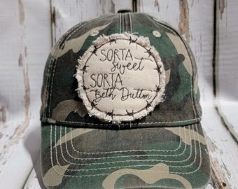 Sorta Sweet Retro Embroidered Hat Raggy Patch Camouflage Baseball Cap Women's Hat Gifts for Her Mother's Day