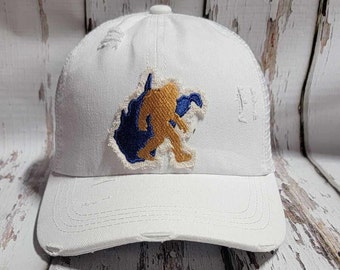 Sasquash West Virginia Bigfoot Baseball Cap Ponytail Hat Trucker Hat Embroidered, White