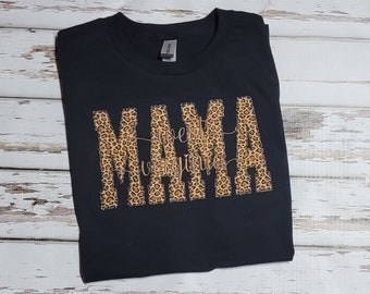 West Virginia Mama  T-shirt, Leopard Print, Embroidered, WV,  Gildan T-Shirt Unisex