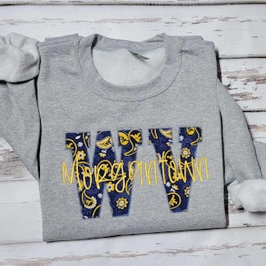 Custom Embroidered West Virginia City Sweatshirt, West Virginia State Sweatshirt, WV, Embroidered Applique Sweatshirt, Crewneck