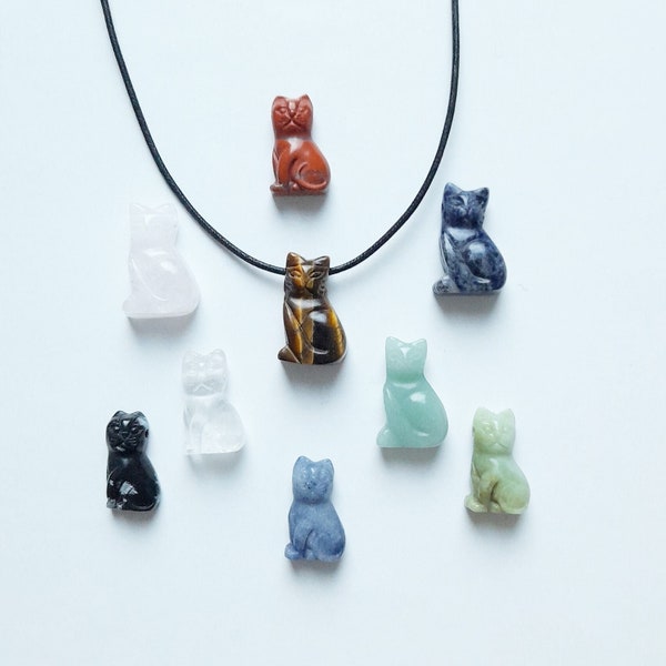 Cat necklace pendant gemstone jewelry drilled, 1 piece