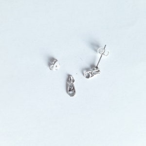 Zipper stud earrings 925 silver, zipper earrings sterling silver, silver zipper earrings, funny stud earrings 1 pair image 2