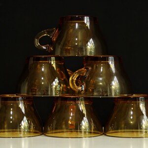 set de 6 mugs design Vereco France / tasses à café vintage / verre vintage / image 3
