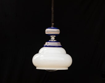 Mid Century Opalin Glass pendant / 70's  lamp / Vintage Space Age ceiling lamp / Vintage  ceiling / White glass /