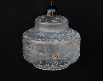 Vintage Glas Pendellampe aus den 70'er Jahren / Mid-Century Opalglas / Vintage Beleuchtung / Space Age Lampe / Gefrostetes Licht