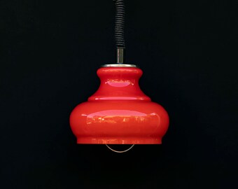 Mid Century Opalin Glass pendant / 70's  lamp / Vintage Space Age ceiling lamp / Vintage  ceiling / Red /