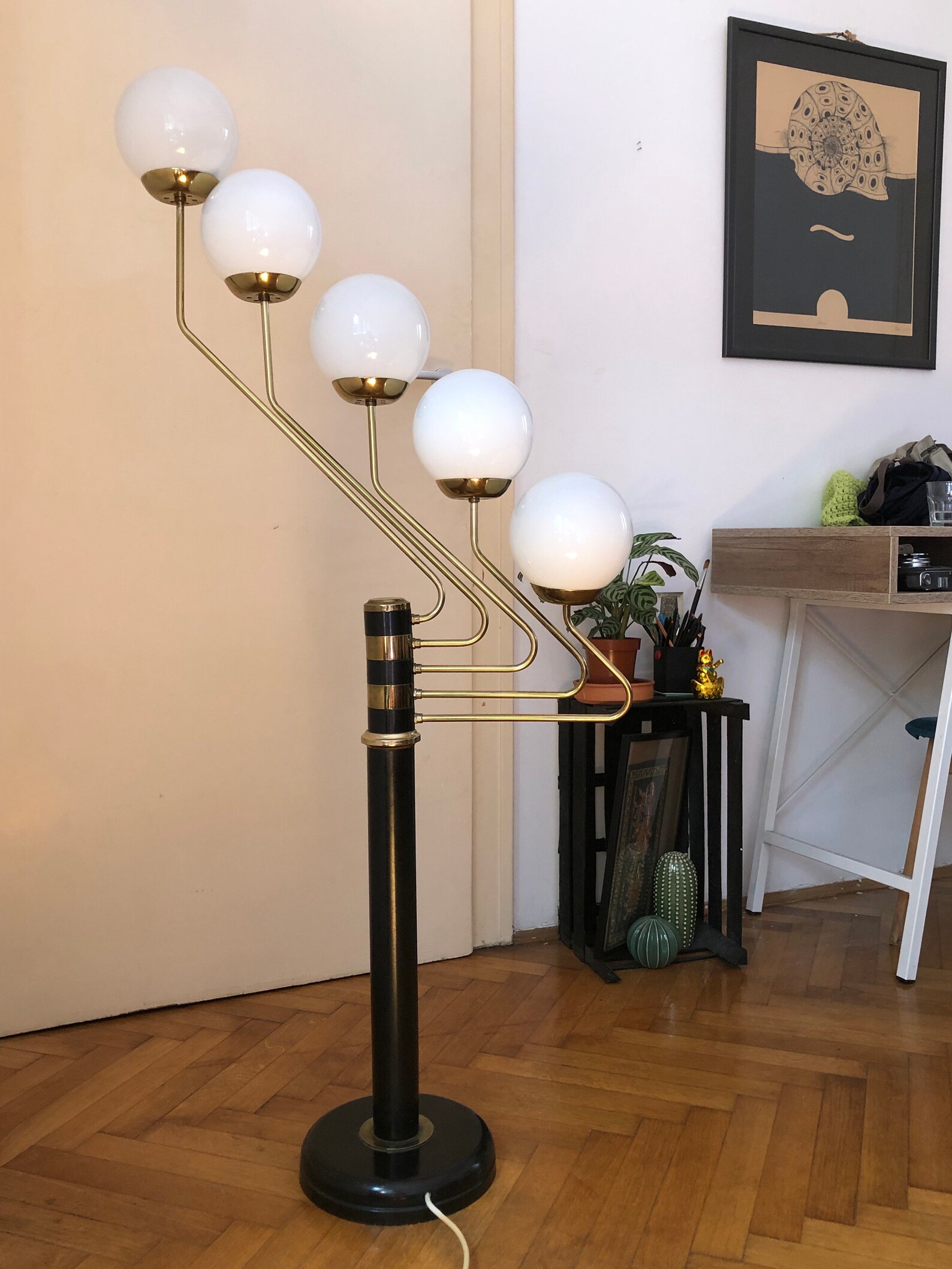 Vintage Large Floor Lamp From the 70s / Sputnik Floor Lamp With 5 Balls ...