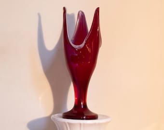 Mid Century Blown Glass Vase by Dragan Drobnjak / Made in Yugoslavia / Tulip Vase / Vintage Blown Glass /  Hand Made Vase