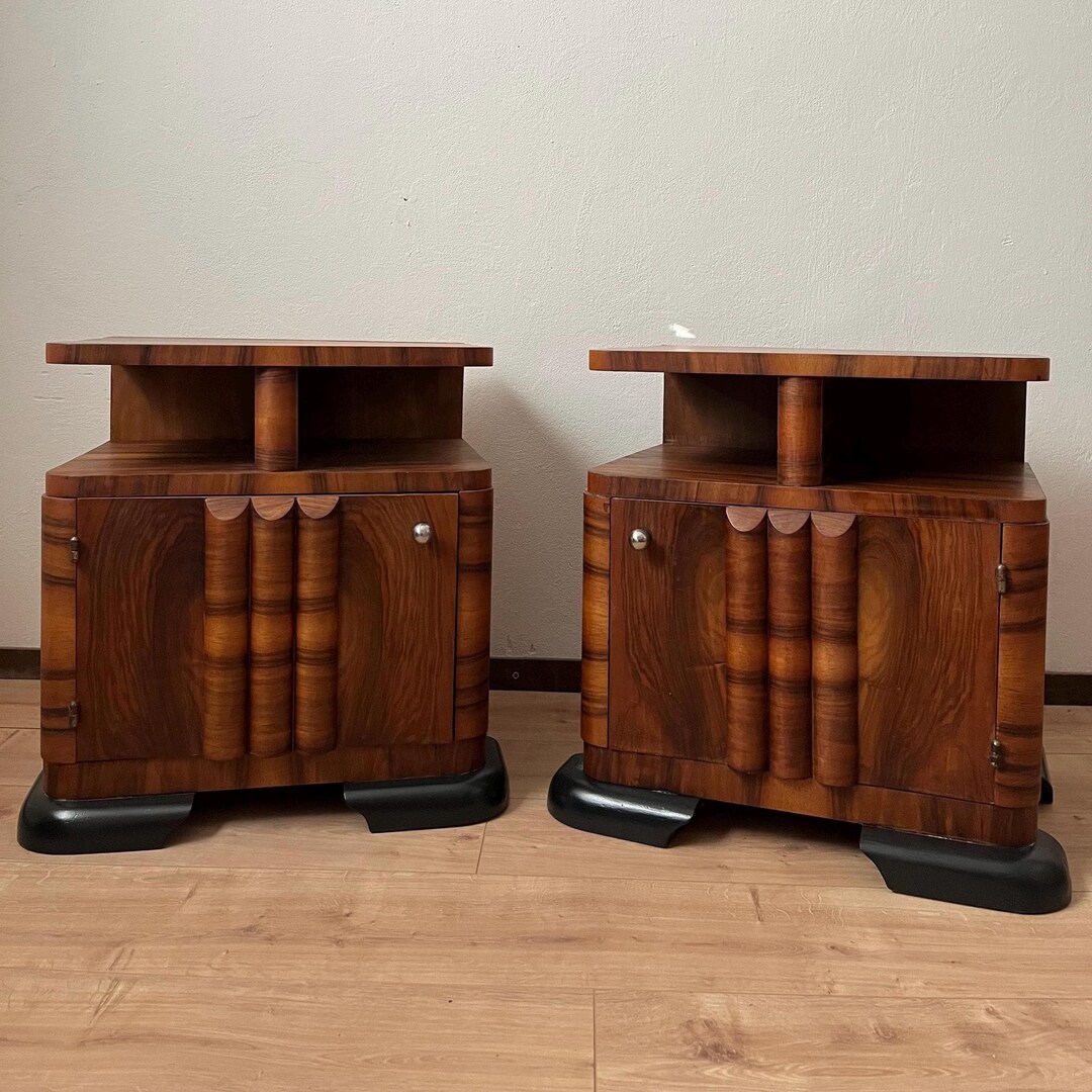 Set of Two Art Deco Nightstands From the 40s / Art Deco Furniture ...