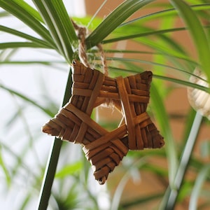 3er-Set Weihnachtssterne, geflochtene Binse, natürliche Dekoration, für den Baum