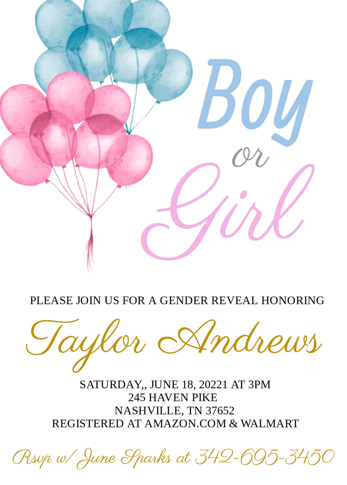 Modèle dinvitation Gender Reveal facile à modifier Etsy