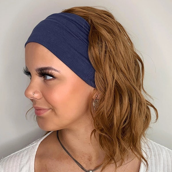 Headband for gym & swim wigs/ cotton headband/ soft headband/ vintage blue