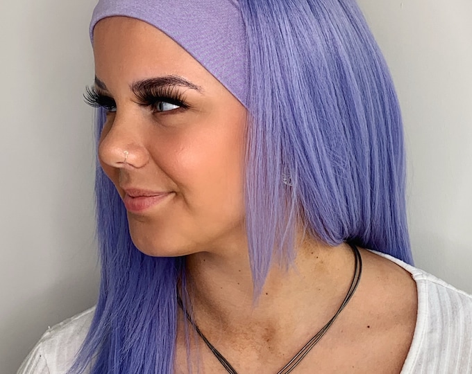Headband Wig Ponytail Wig , Lavender Swim Wigs With Interchangable