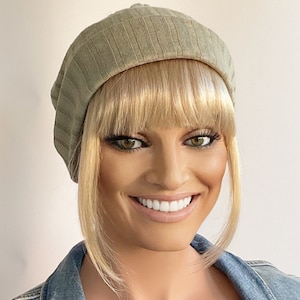 Light ash blonde human hair fringe bangs/ fringe wig/ hair halo/ hat wig