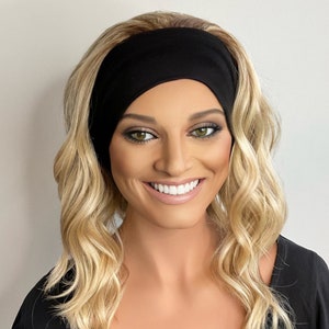 Premium Range rooted multi tonal blonde beach wave headband wig/ headband wig/ sports wig/ ponytail wig/ band fall wig/ gym wig/ swim wig/