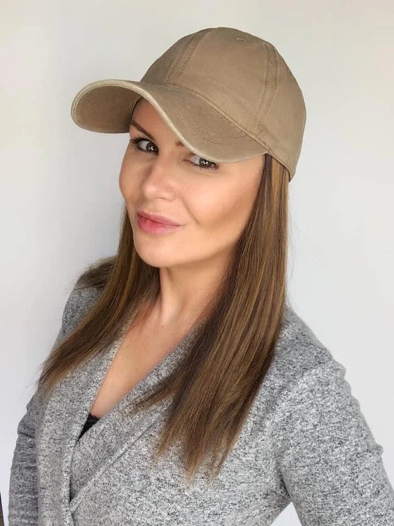 Sand Baseball Cap With Long Hair 