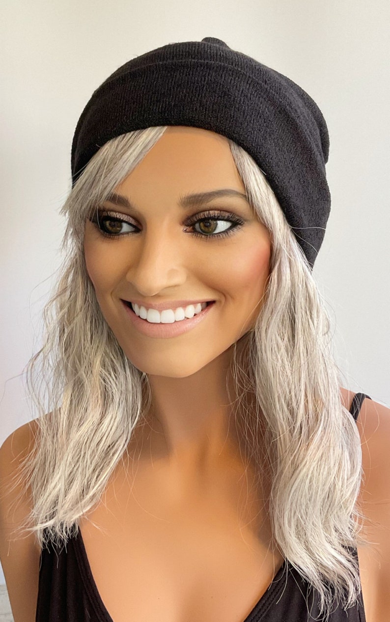 Lace Top Hair Halo With Detachable Bangs Colour Grey/ Alopecia Etsy