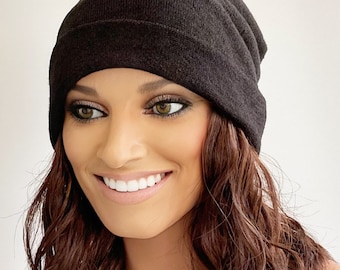Lightweight black with soft short wave hair attached