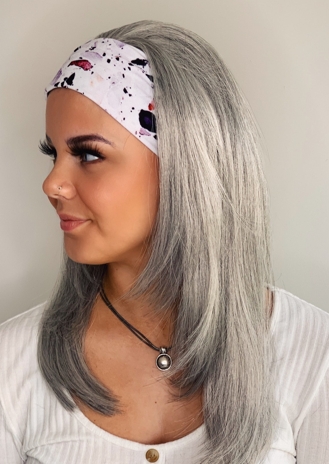 Headband Wig Ponytail Wig Grey Swim Wigs With Etsy