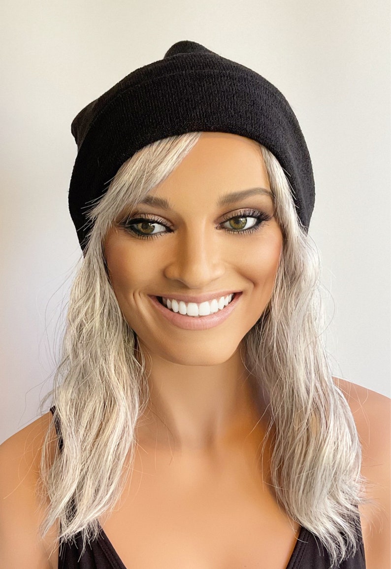 Lace Top Hair Halo With Detachable Bangs Colour Grey/ Alopecia Etsy