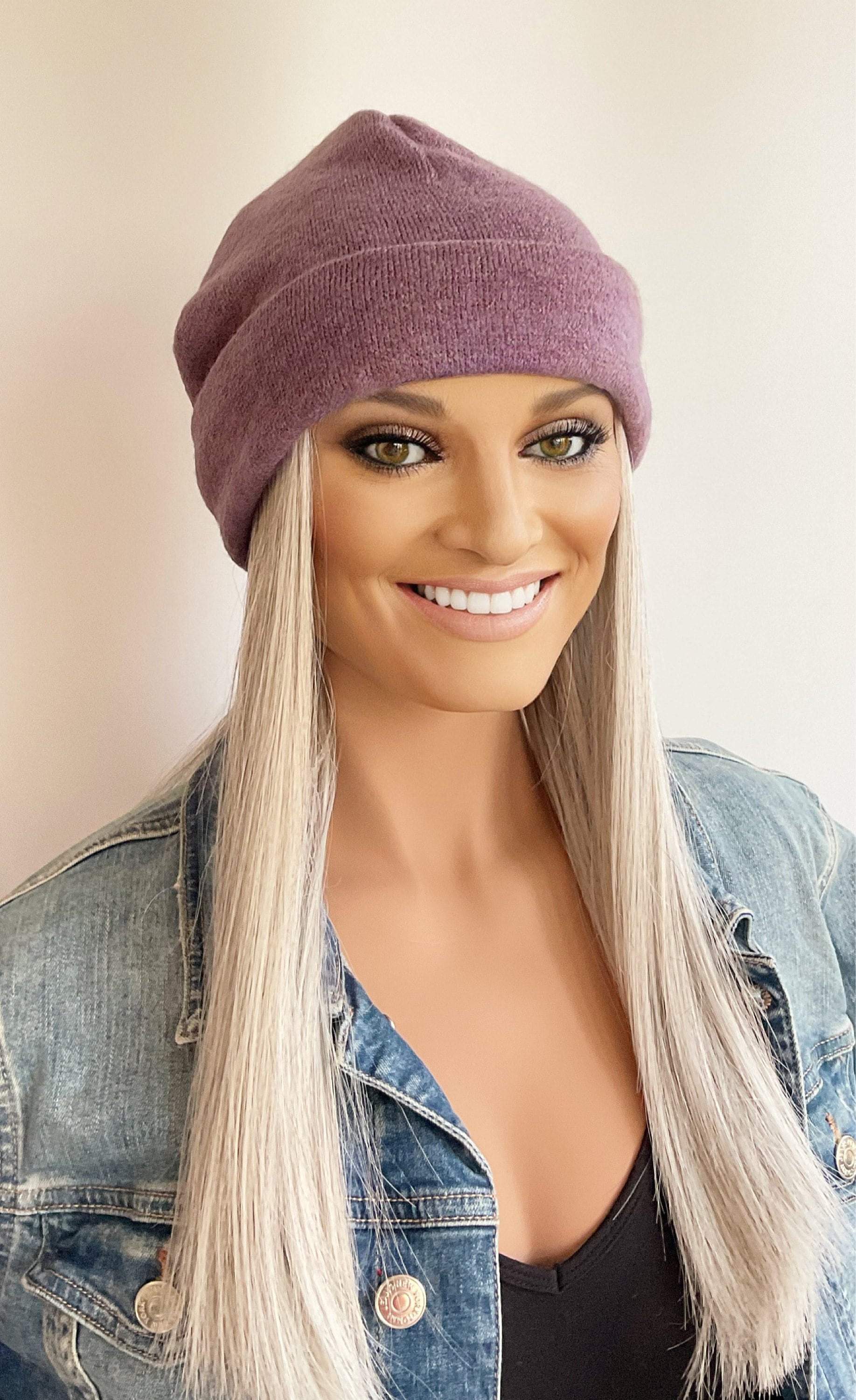 Winter Beanie With Long Hair Attached| Hat With Hair Attached| Hat