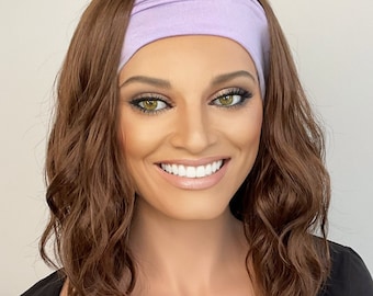 Parrucca con fascia per capelli ondulata da spiaggia color marrone Havana Premium/parrucca con fascia/parrucca sportiva/parrucca con coda di cavallo/parrucca autunnale con fascia/parrucca da palestra/parrucca da nuoto/