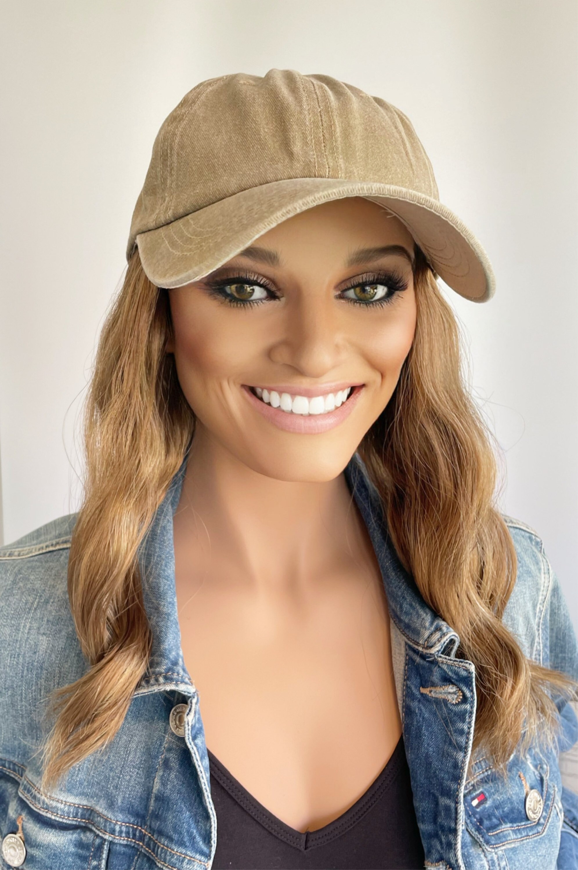 Washed Sand Baseball Cap With Long 