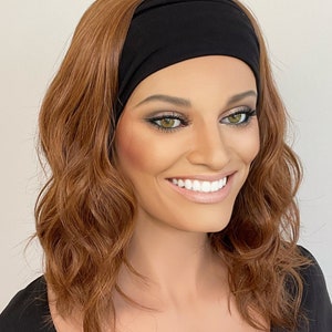 Premium mixed conker beach wave headband wig/ headband wig/ sports wig/ ponytail wig/ band fall wig/ gym wig/ swim wig/
